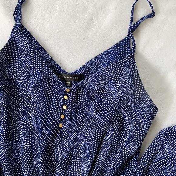 Blue and white Dynamite  printed jumpsuit xs - Picture 2 of 6